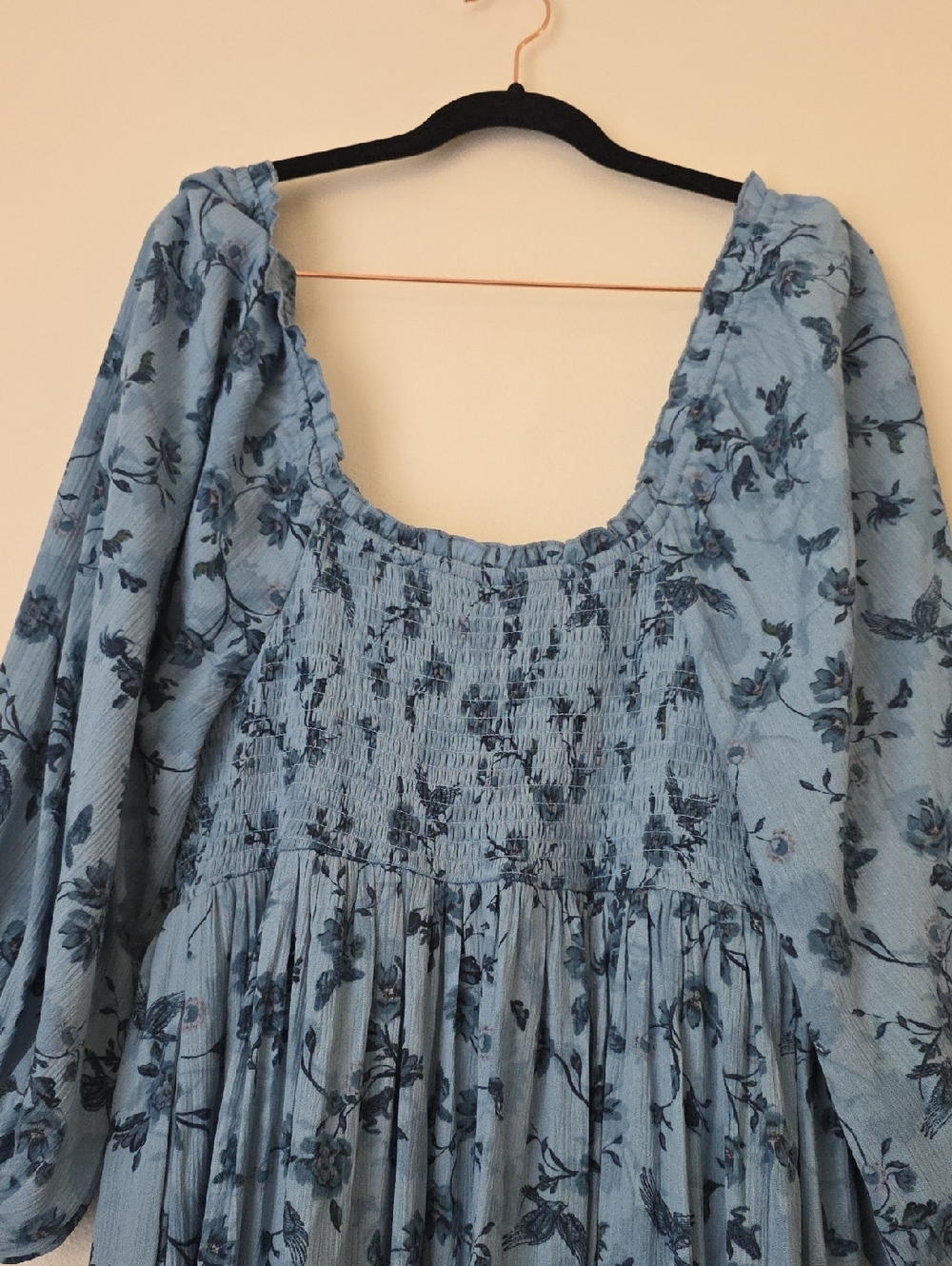 Torrid Blue Floral Smocked Midi Dress - Picture 5 of 9